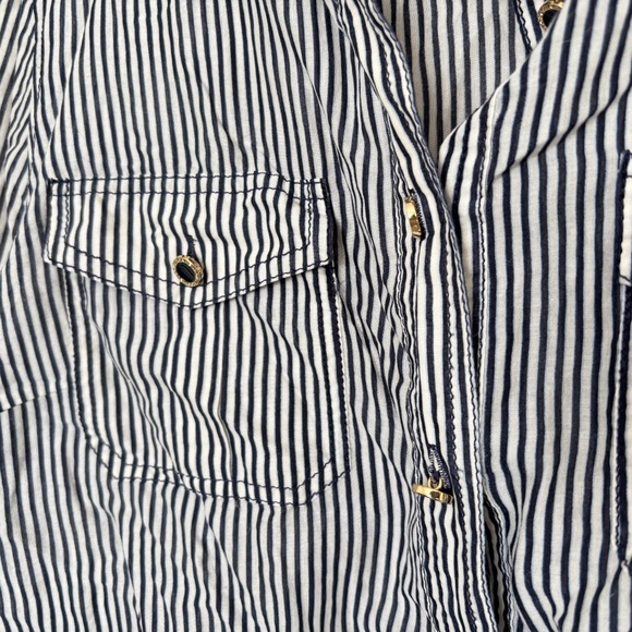 Tory Burch Striped Cotton Button Up Top - Picture 3 of 5